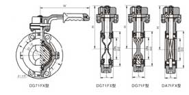D71F4、D71F46手動襯四氟蝶閥外形結構連接尺寸圖