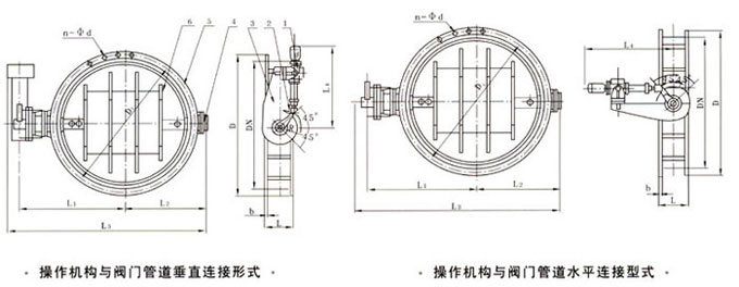 D241W-1型電液動通風蝶閥外形結(jié)構(gòu)尺寸圖