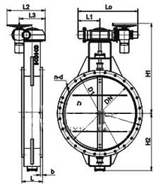 D941W-0.5C電動通風法蘭蝶閥主要外形連接尺寸圖