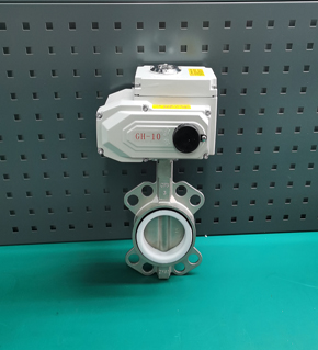 GHD971F-16P不銹鋼四氟電動蝶閥 防腐蝕軟密封對夾調(diào)節(jié)切斷閥
